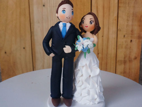 Picture of Blue Theme Wedding Cake Topper