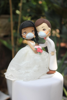 Picture of Quarantine wedding cake topper, Beautiful white wedding clay figurine