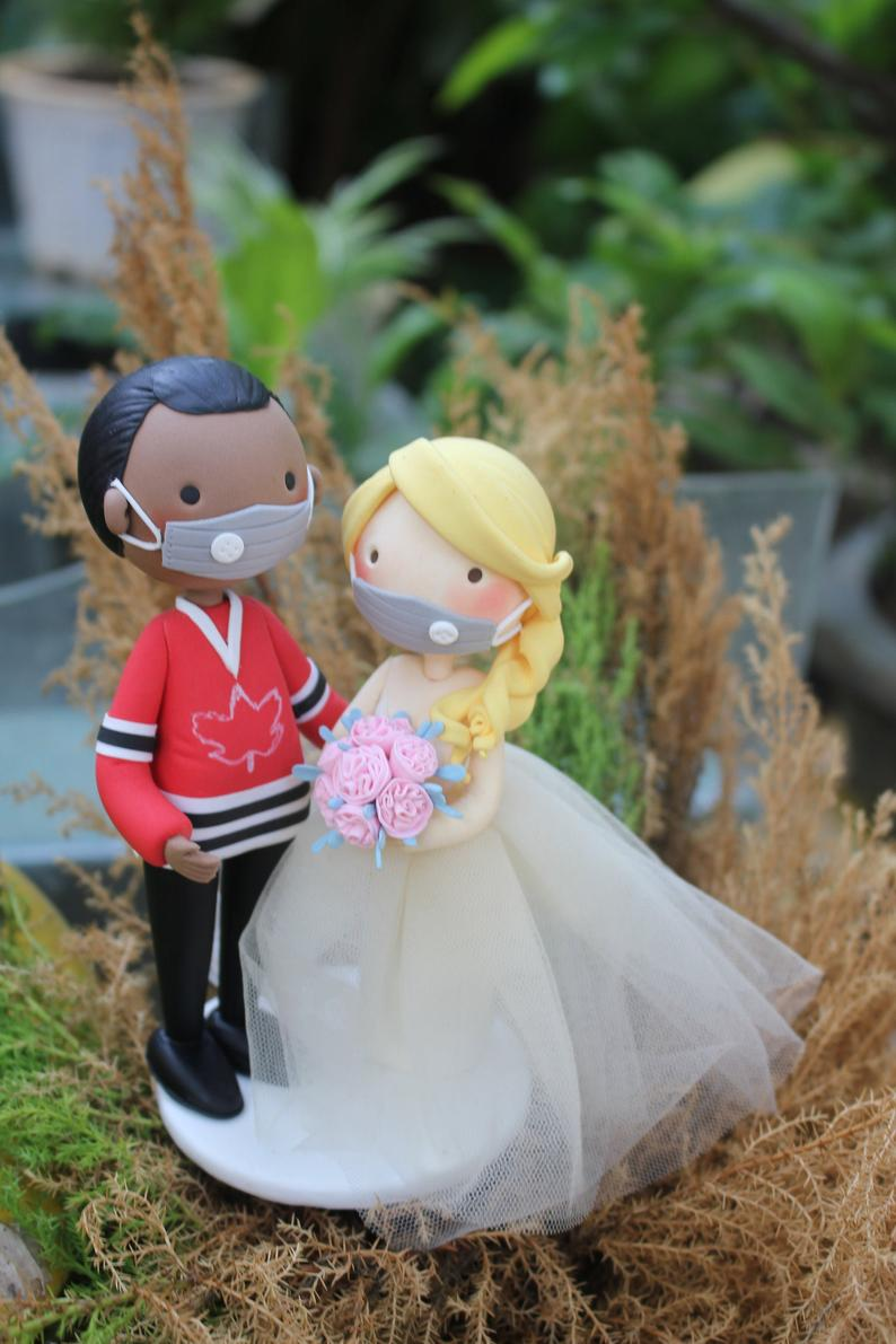 Picture of Quarantine wedding cake topper, Hockey fan wedding cake topper