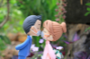 Picture of Kissing Ao dai wedding cake topper, Mixed race wedding cake topper