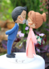 Picture of Kissing Ao dai wedding cake topper, Mixed race wedding cake topper