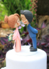 Picture of Kissing Ao dai wedding cake topper, Mixed race wedding cake topper