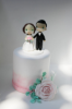 Picture of Bride and Groom with mask wedding cake topper, Quarantine wedding cake topper