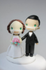 Picture of Bride and Groom with mask wedding cake topper, Quarantine wedding cake topper