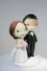 Picture of Bride and Groom with mask wedding cake topper, Quarantine wedding cake topper