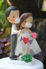 Picture of Quarantine wedding cake topper, Irish wedding bride & groom topper