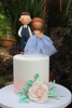 Picture of Rustic wedding cake topper, Beautiful blue Bride & Groom cake topper