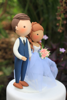 Picture of Rustic wedding cake topper, Beautiful blue Bride & Groom cake topper