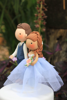 Picture of Rustic wedding cake topper, Beautiful blue Bride & Groom cake topper