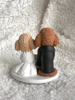 Picture of Poodle wedding cake topper, Pet wedding clay figurine realistic style