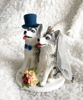 Picture of Husky wedding clay miniature, Pet wedding cake topper