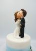 Picture of Cheek Kissing wedding cake topper, Bride kiss groom clay figurine