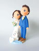 Picture of Custom beach wedding cake topper, Bride and Groom Cake Topper with a dog