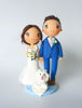 Picture of Custom beach wedding cake topper, Bride and Groom Cake Topper with a dog