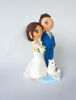 Picture of Custom beach wedding cake topper, Bride and Groom Cake Topper with a dog