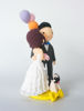 Picture of Bride and Groom cake topper with dog, Kissing wedding cake topper