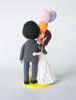 Picture of Bride and Groom cake topper with dog, Kissing wedding cake topper