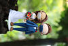 Picture of Beautiful blue wedding clay figurine, Personalized bride & groom wedding cake topper