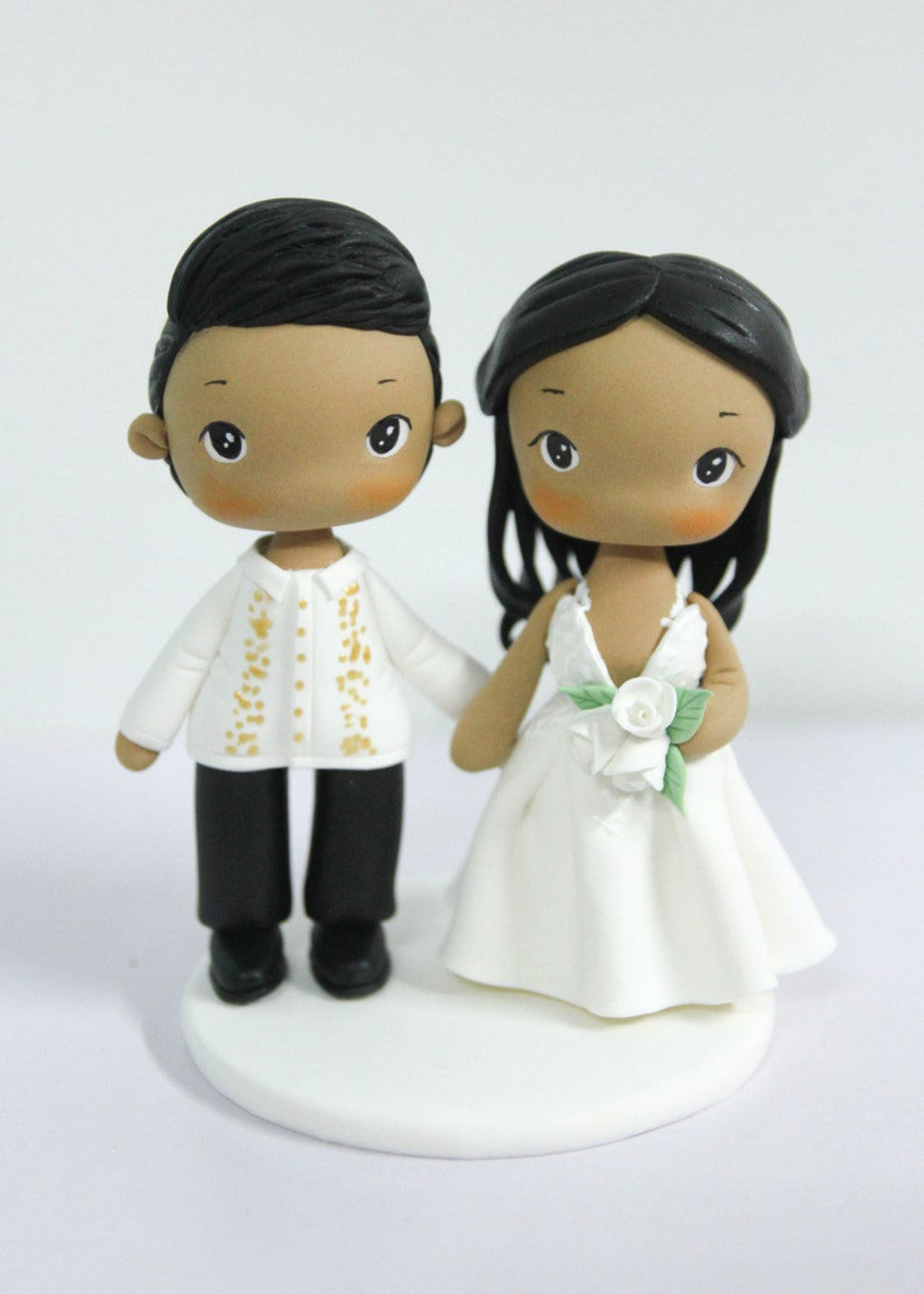 Picture of Barong wedding cake topper bride & groom, Filipino wedding topper