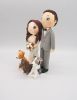 Picture of Elegant Bride & Groom Wedding Cake Topper, Custom Wedding Clay Doll with Adorable Dogs, Mother Day Gift for Dog Mama