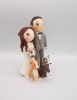 Picture of Elegant Bride & Groom Wedding Cake Topper, Custom Wedding Clay Doll with Adorable Dogs, Mother Day Gift for Dog Mama