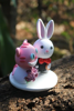 Picture of Cheshire Cat and White Rabbit Wedding Cake Topper