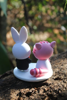Picture of Cheshire Cat and White Rabbit Wedding Cake Topper