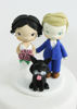 Picture of Bride & groom with a dog, lavender wedding cake topper