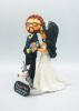 Picture of Forever & Always wedding cake topper, bride & groom with a husky topper, lilac wedding theme