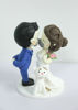 Picture of Wedding cake topper with cat, Bride & groom with kitty topper