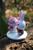 Picture of Cheshire Cat and White Rabbit Wedding Cake Topper, Alice in Wonderland theme - CLEARANCE