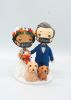 Picture of Hippie Bride & groom with dogs wedding cake topper, Boho wedding cake topper mini version