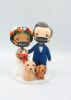 Picture of Hippie Bride & groom with dogs wedding cake topper, Boho wedding cake topper mini version