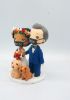 Picture of Hippie Bride & groom with dogs wedding cake topper, Boho wedding cake topper mini version