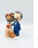 Picture of Hippie Bride & groom with dogs wedding cake topper, Boho wedding cake topper mini version