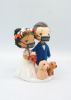 Picture of Hippie Bride & groom with dogs wedding cake topper, Boho wedding cake topper mini version