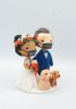 Picture of Hippie Bride & groom with dogs wedding cake topper, Boho wedding cake topper mini version