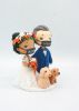 Picture of Hippie Bride & groom with dogs wedding cake topper, Boho wedding cake topper mini version