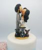 Picture of Kissing Bride & Groom Wedding Cake Topper with Dogs, Unique Anniversary Gift