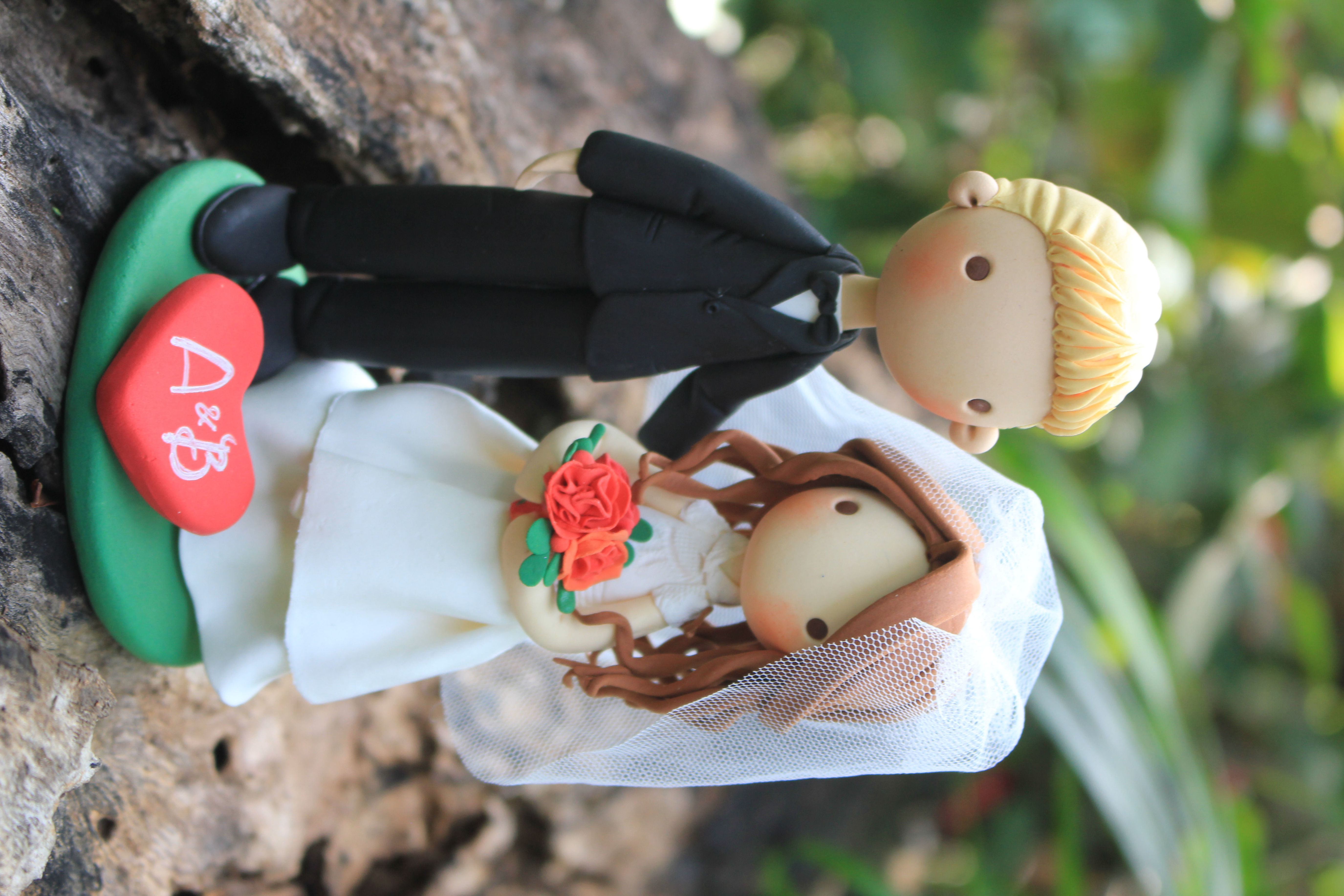 Picture of Vintage wedding cake topper- Red wedding theme - CLEARANCE