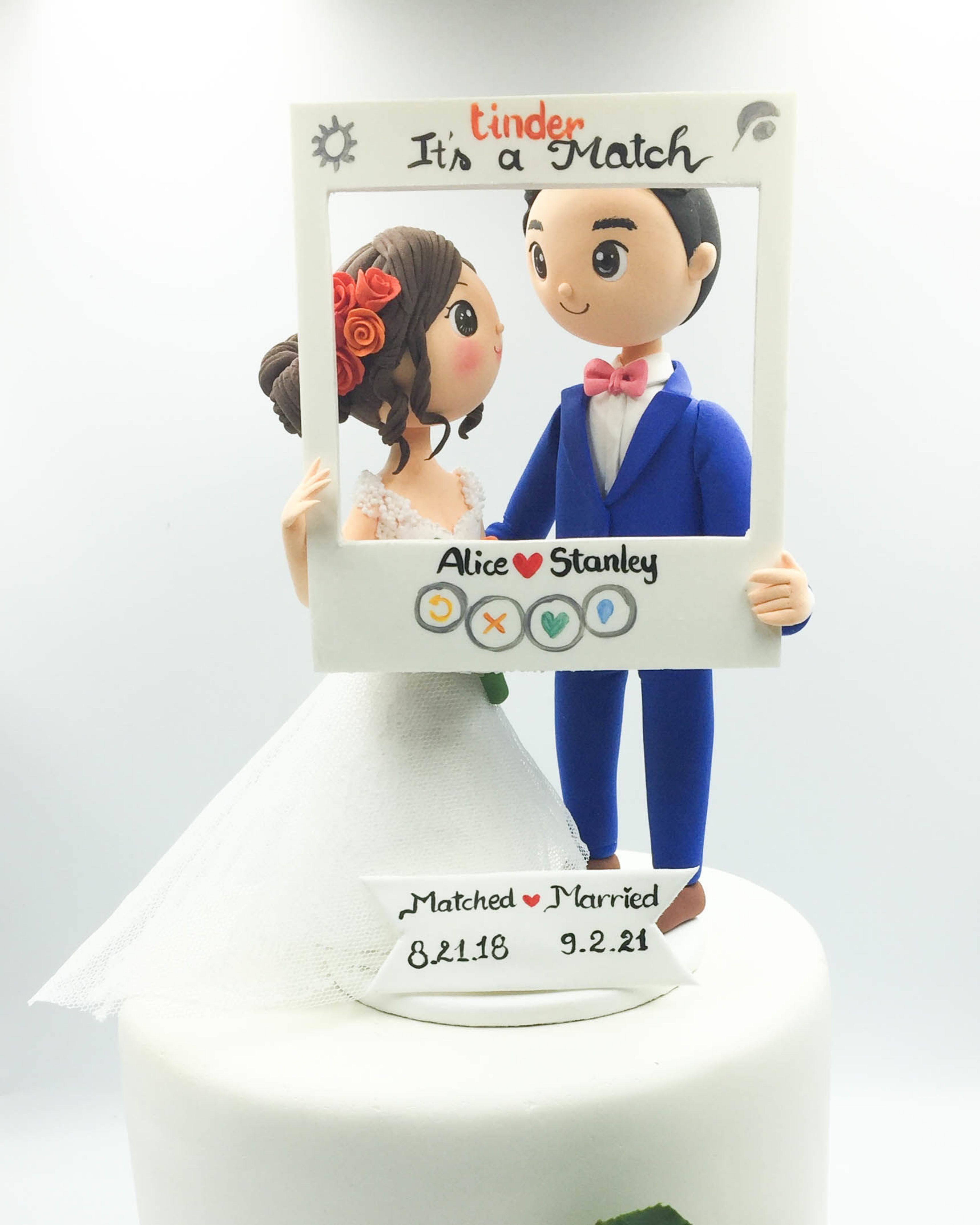 Picture of Online Dating Wedding Cake Topper, Tinder bride & groom topper