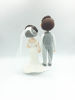 Picture of Mauve wedding cake topper, full beard groom and mermaid bride clay figurine.