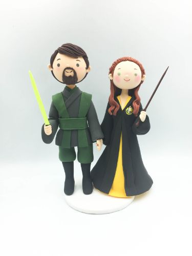 Picture of Harry Potter & Star Wars Wedding Cake Topper, Movie Inspired theme wedding cake topper