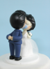 Picture of Kissing bride & groom cake topper, Elopement wedding clay figurine