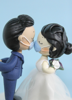 Picture of Kissing bride & groom cake topper, Elopement wedding clay figurine