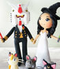 Picture of Harry Potter and Gundam wedding cake topper, Costume bride and groom clay figurine with pets