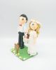 Picture of Picnic wedding cake topper with dog, Camping wedding cake topper