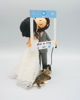 Picture of POF online dating wedding cake topper, Jewish groom and bride cake topper with cat