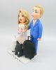 Picture of Pilots and Stewardess Wedding Cake Topper with Dog, Travel Themes Cake Topper, Destination Wedding Theme