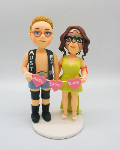 Picture of Wrestler wedding cake topper, Professional wrestling fan wedding cake topper